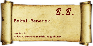 Baksi Benedek névjegykártya